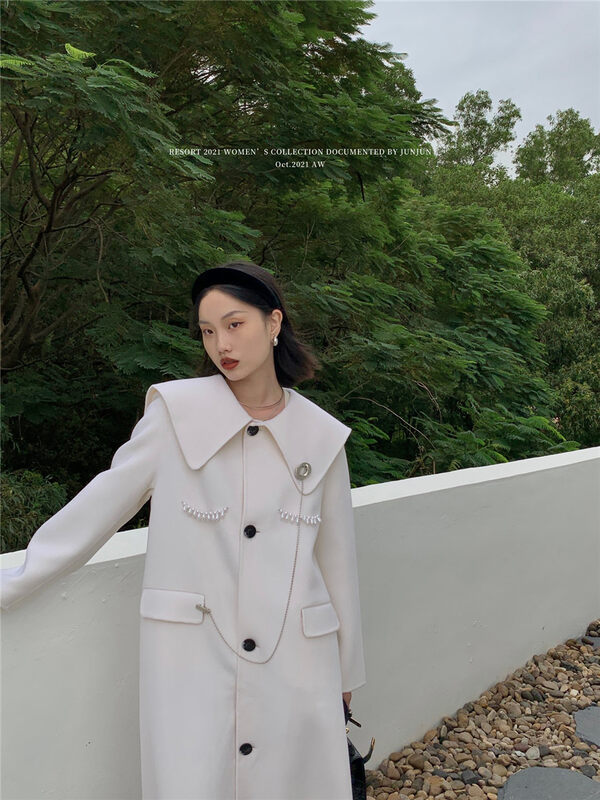 New in early winter! [DT CLASSIC] Korean style single-breasted temperament wool coat (with brooch) (including 100% wool) S3898# JHY