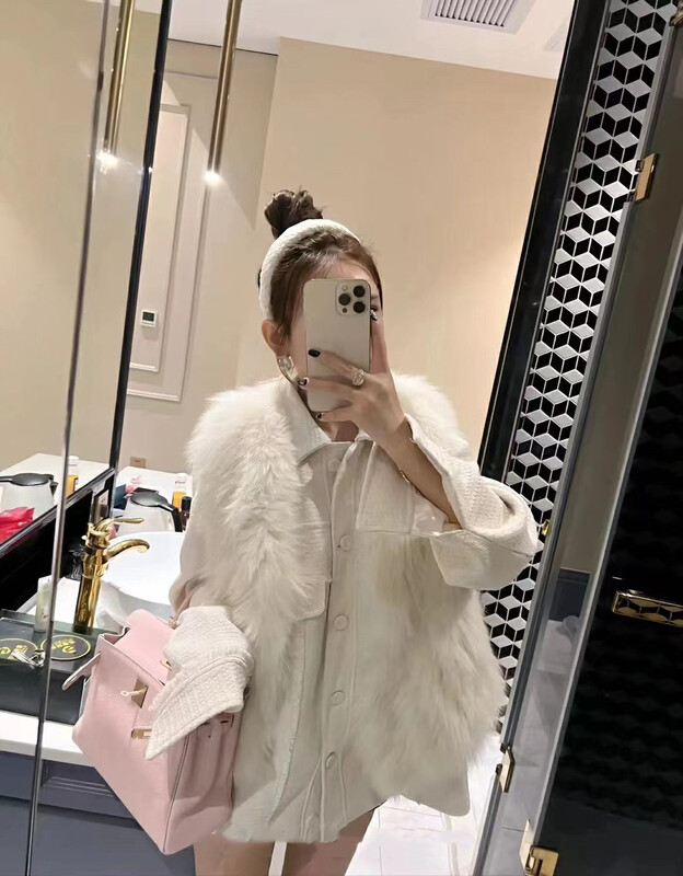 New in winter! [MI NI] Xiaoxiang quilted jacket + hairy vest suit 9309# PCZ