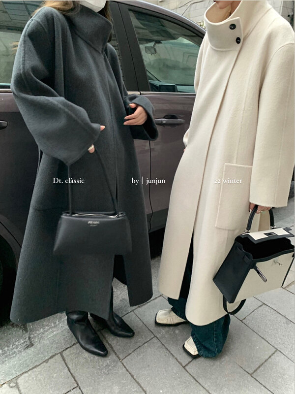【DT CLASSIC】High-end big-name stand-up collar long coat all-match wool coat (with belt) (100% wool) S5106# JHY