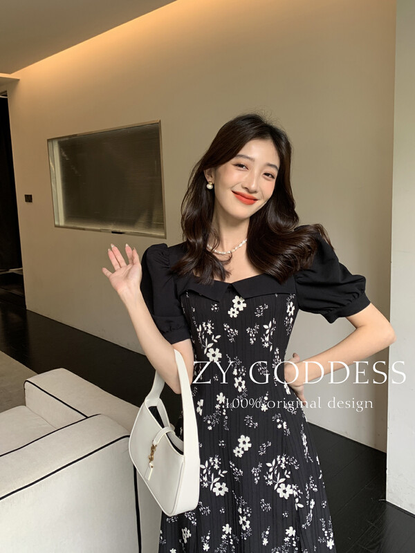 【ZY】French stitching contrast color design slit dress 68675# JHY