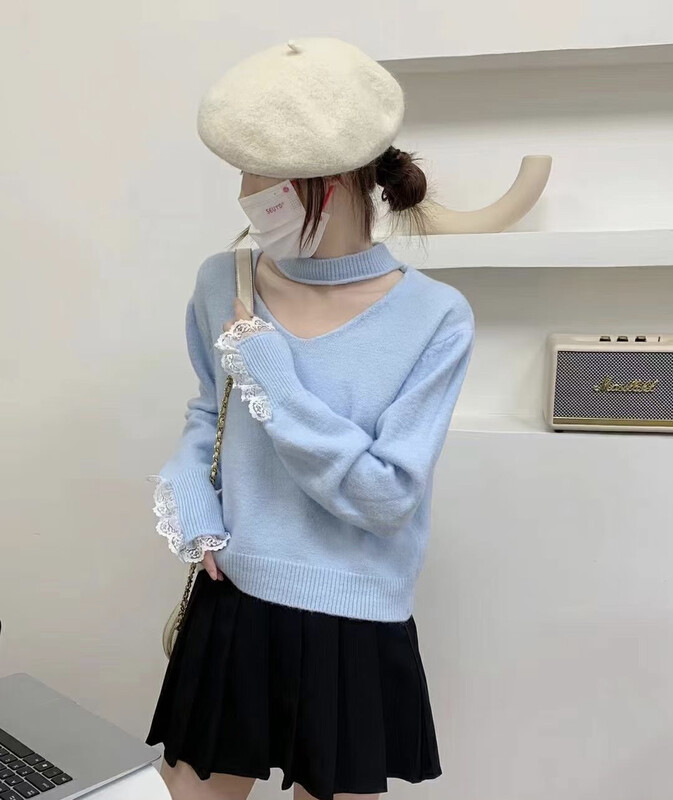 【F·P】Sexy Hollow Sequin Design Warm Sweater LW039FP# HBX