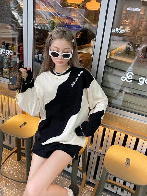 New for Autumn! [YT] Embroidered Contrast Color Patchwork Sweater WY58179# PCZ