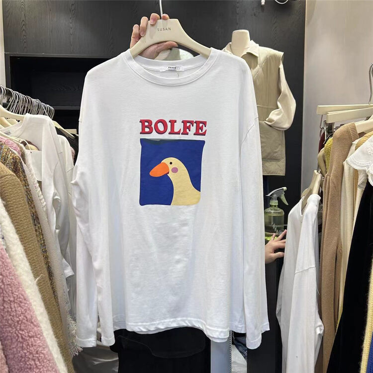 [SUSAN] Printed pullover all-match duck long-sleeved T-shirt 82096# LSW