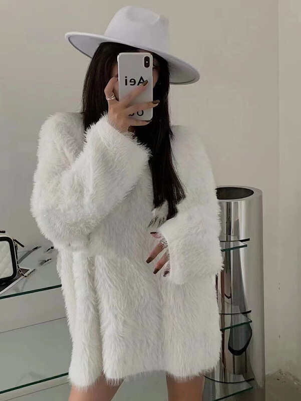 Autumn is new! [MI NI] Lazy V-neck mid-length knitted sweater 9253# PCZ