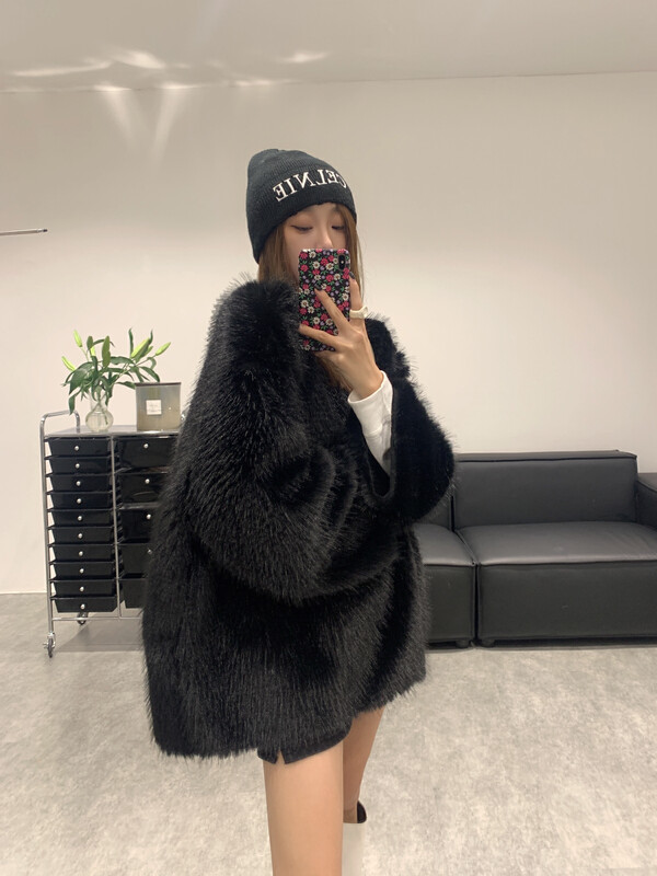 【VANESSA】Solid color texture loose plush warm sweater 6999# OZQ