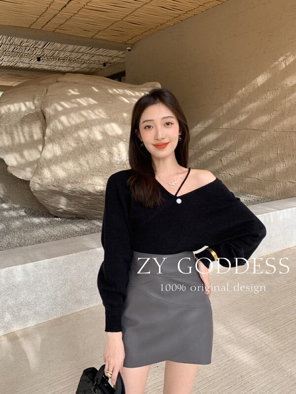 [ZY] New irregular design in early autumn, pure desire wind small sweater knitted sweater thin section S68