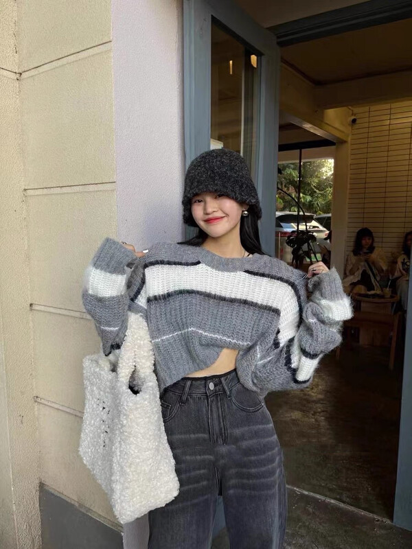 New in autumn! [Blue Show] Casual Versatile Wide Knit Sweater 7771# LSW