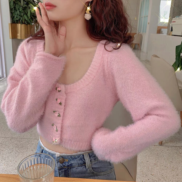 [Blue Show] Simple Solid Color Versatile Knit Cardigan 7809# LSW