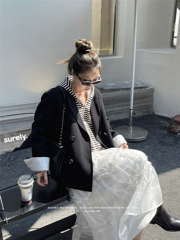 【DT CLASSIC】Korean version of high-end design wool jacket (with detachable cuffs) (including 100% wool) YS2-3959# JHY