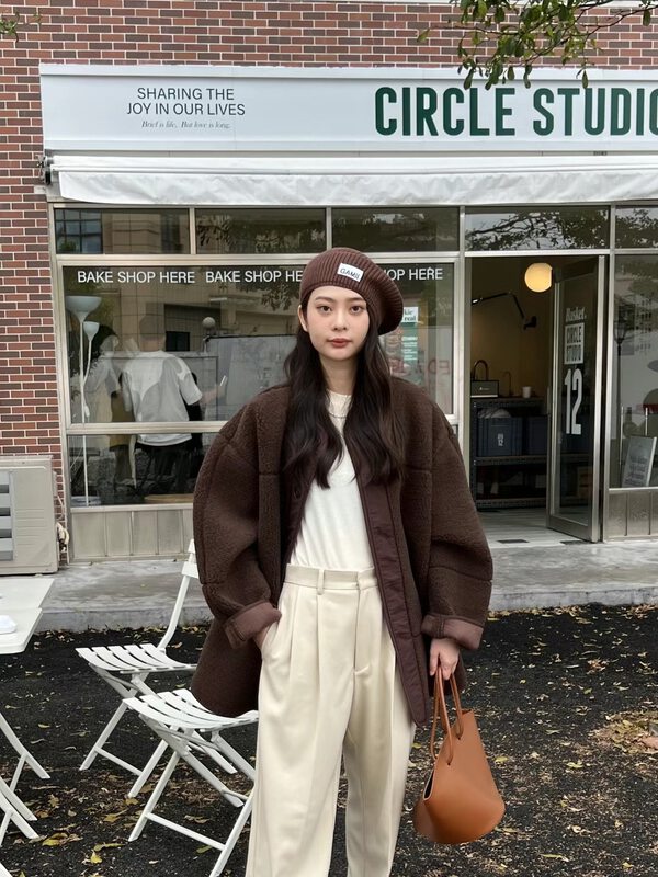 【SANBARA】Round Neck Thick Plush Short Jacket 9821# LSW