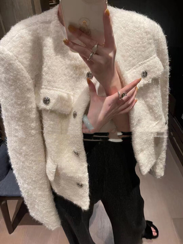 New in winter! [MI NI] Xiaoxiangfeng quilted solid color short coat 9307# PCZ