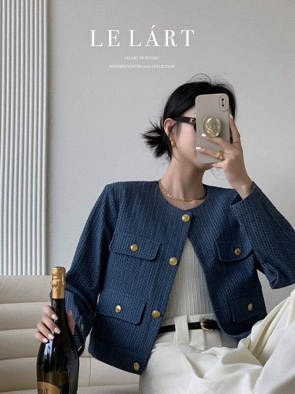 【LE LART】French Small Fragrance Gold Buckle Denim Short Jacket YS1-LL5555# JHY