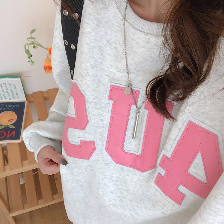 [Blue Show] Embroidered Leather Label Baby Velvet Thickened Sweater 6288# LSW