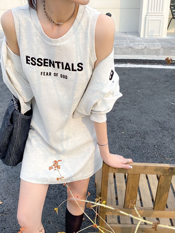 [YT] Letter Flocking Tank Top Dress + Loose Zipper Short Jacket Suit TZ52218# PCZ