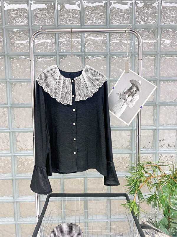 New in early autumn! [LE LART] Korean version of sweet slim shirt (lace collar not removable) YS1-YS1-XC4-LL2266# GYJ