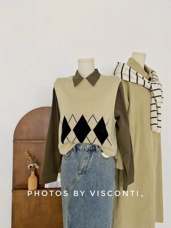 New in autumn! [C Ouni] Lingge loose all-match vest vest C821-17882# GYJ