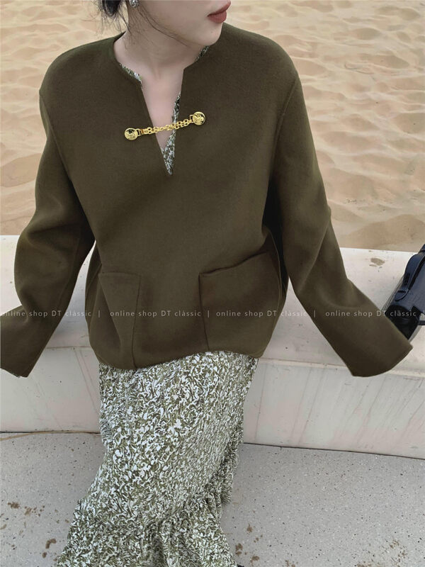 【DT CLASSIC】Korean Style Loose Pocket Pullover Wool Jacket (Contains 100% Wool) YS1-3896# JHY