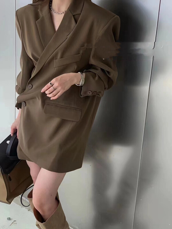 New in autumn! [MINI] temperament bevel button design mid-length suit YS1-9005# PCZ