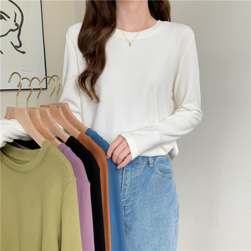 German velvet solid color round neck high elastic bottoming shirt autumn all-match top