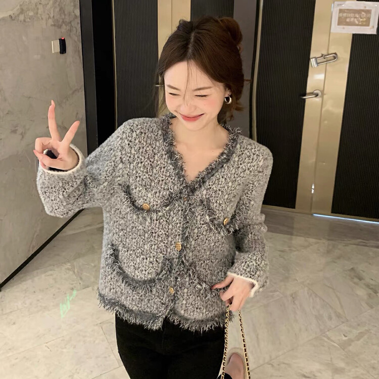 New in autumn! [Blue Show] Fashionable small fragrance temperament short coat 7753# LSW