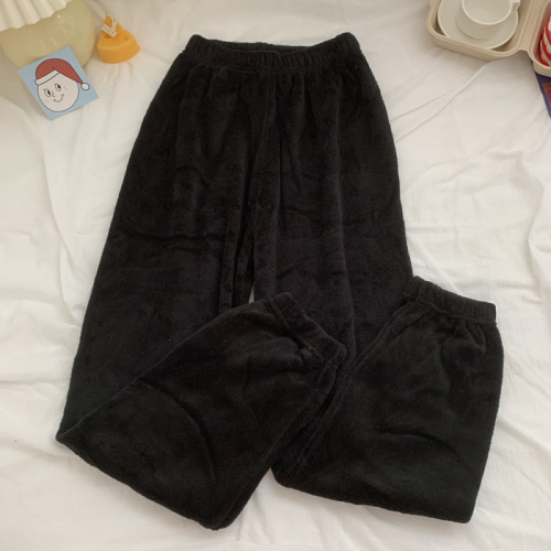 Real shooting real price autumn and winter warm pants warm heart pants outer wear pajamas coral fleece thickened loose home casual trousers