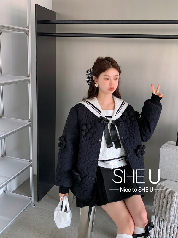 [SHE U] Niche design small flower warm warm cotton jacket 89085# JHY