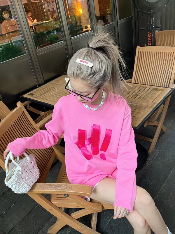 New in autumn! [YT] letter printing pink long-sleeved T-shirt T51540# PCZ