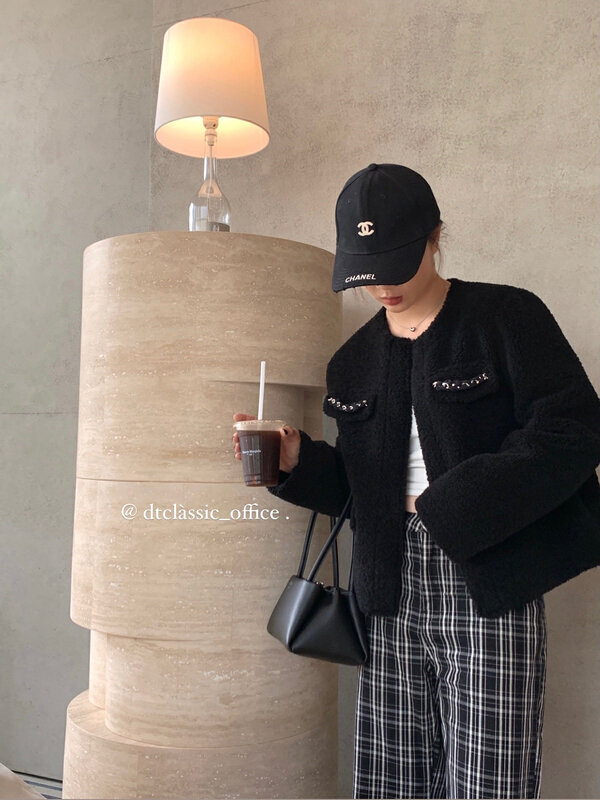 【DT CLASSIC】Round Neck Lamb Fur Short Jacket D5175# JHY