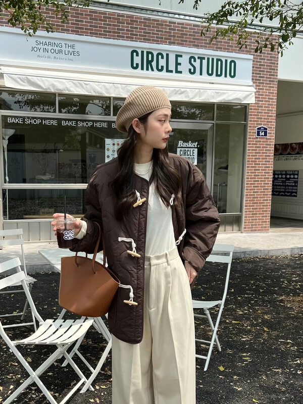 【SANBARA】Casual simple horn buckle warm padded jacket 9721# LSW