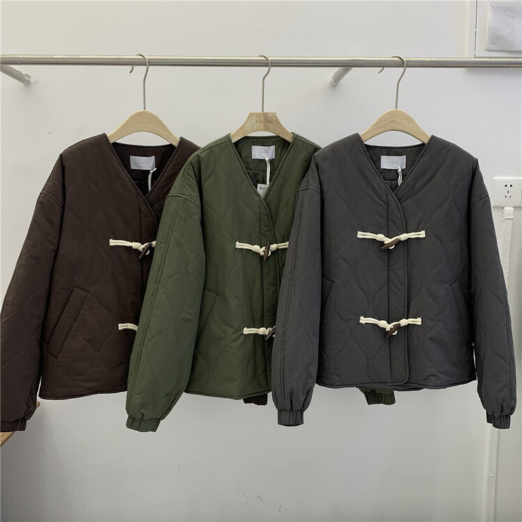 【SANBARA】Simple and versatile horn buckle warm padded jacket 9765# LSW