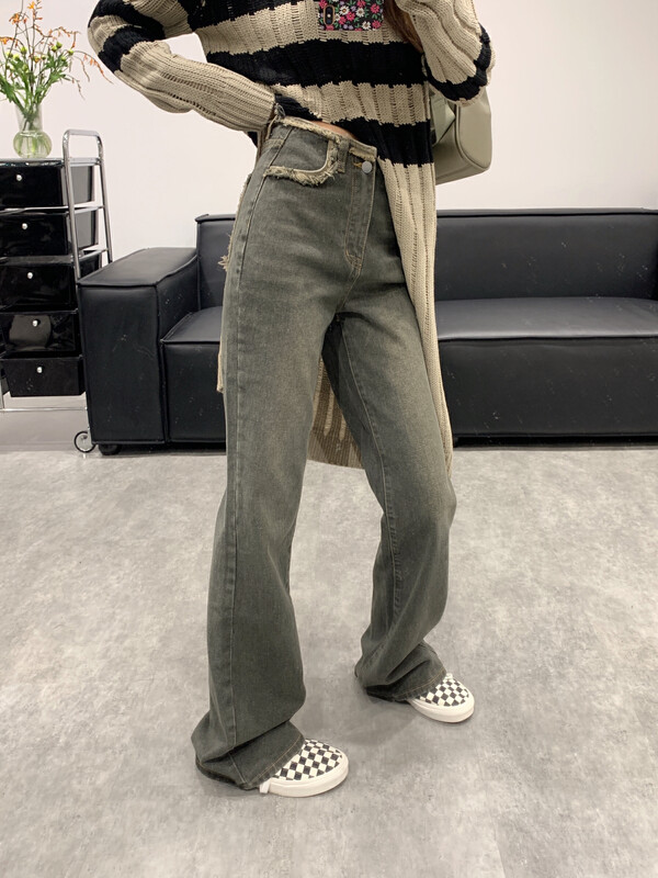 New for Autumn!【VANESSA】Nostalgic Washed Straight Leg Jeans 6879# OZQ