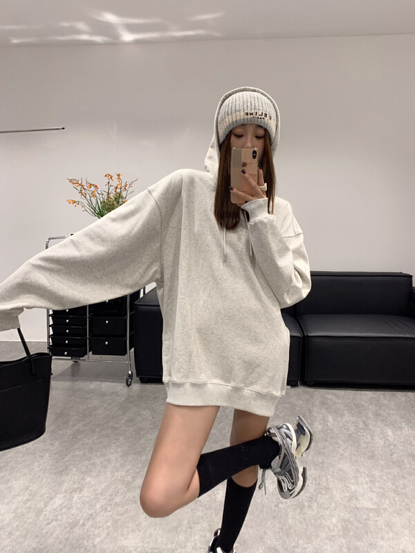 Original price 108.99! New in winter! [VANESSA] Thick solid color mid-length hooded sweater W999# OZQ