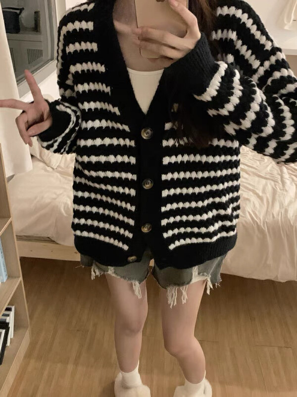 【F·P】Western style fashion thick striped warm sweater Y609FP# HBX