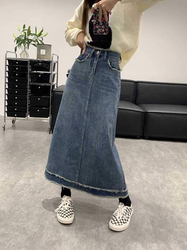【VANESSA】Comfortable and versatile mid-length denim skirt 6998# OZQ
