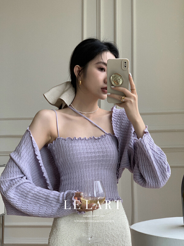 【LE LART】Pure Desire Wind Ruffled Wool Knit Cardigan (Sweater Shawl) YS1-XL222# JHY