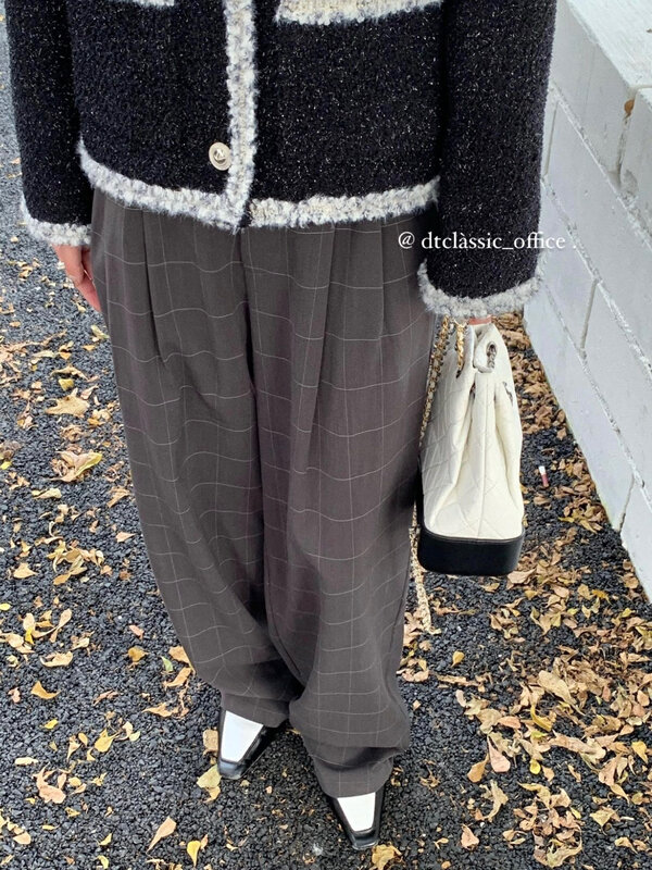 New in autumn!【DT CLASSIC】Loose and simple all-match plaid trousers casual pants D5147# JHY
