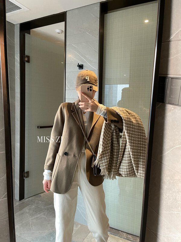 【MISS ZI】Korean Style Suit Collar Long Sleeve Wool Jacket (100% Wool) 2210# CQW