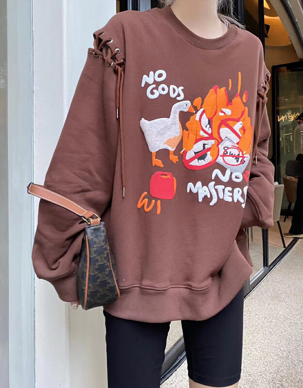 New in autumn! [YT] Duck flame graffiti print pullover sweater WY58168# PCZ