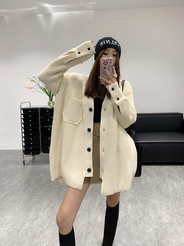 New in winter!【VANESSA】 Thickened densely woven design loose warm sweater 8043# OZQ