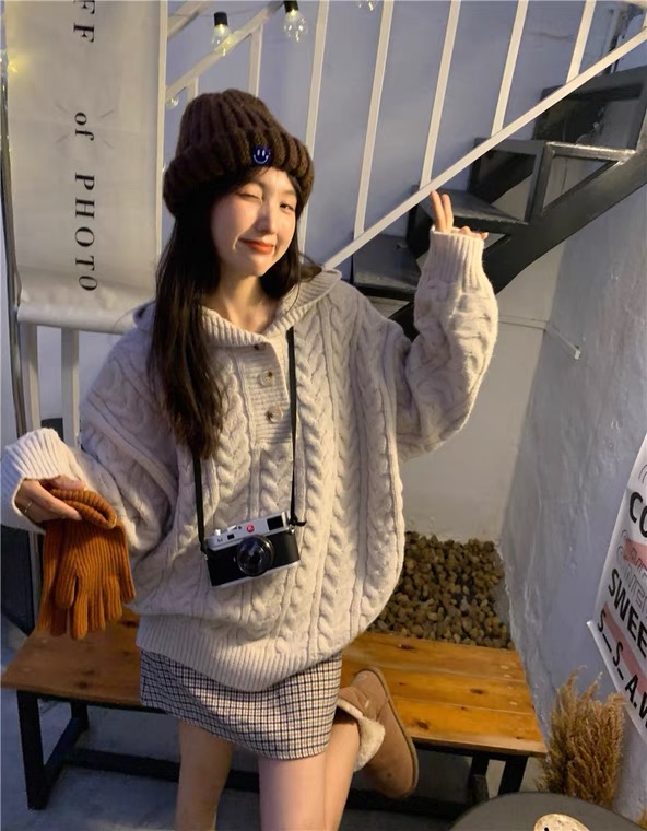 New in autumn! [SUSAN] hooded loose and comfortable pullover warm sweater 81869# LSW
