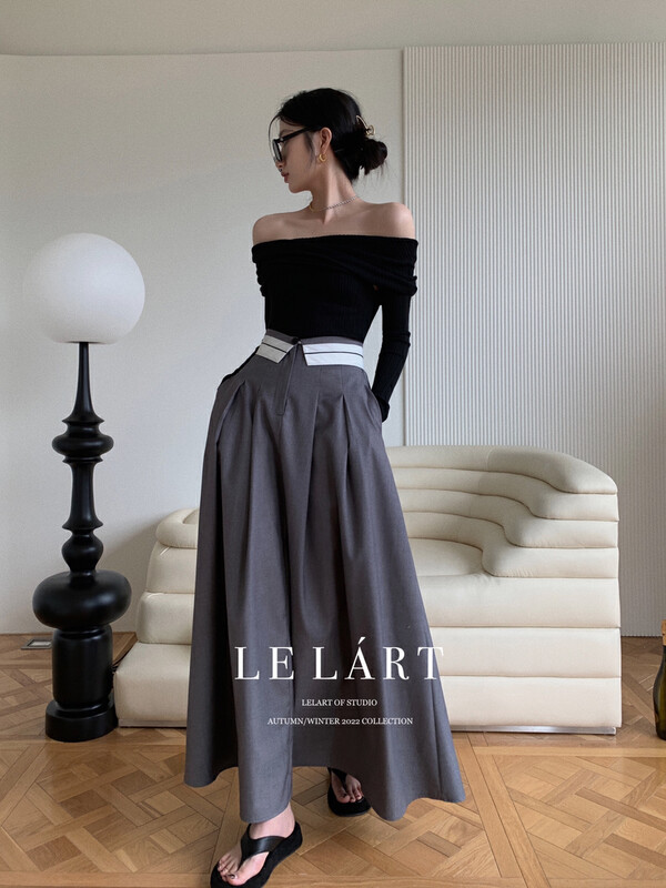 【LE LART】French designer style mopping maxi skirt (with belt) YS1-LL3093# JHY
