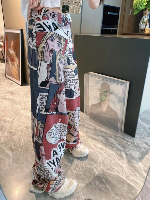 New in autumn! [YT] Retro American cartoon print jeans N5426# PCZ