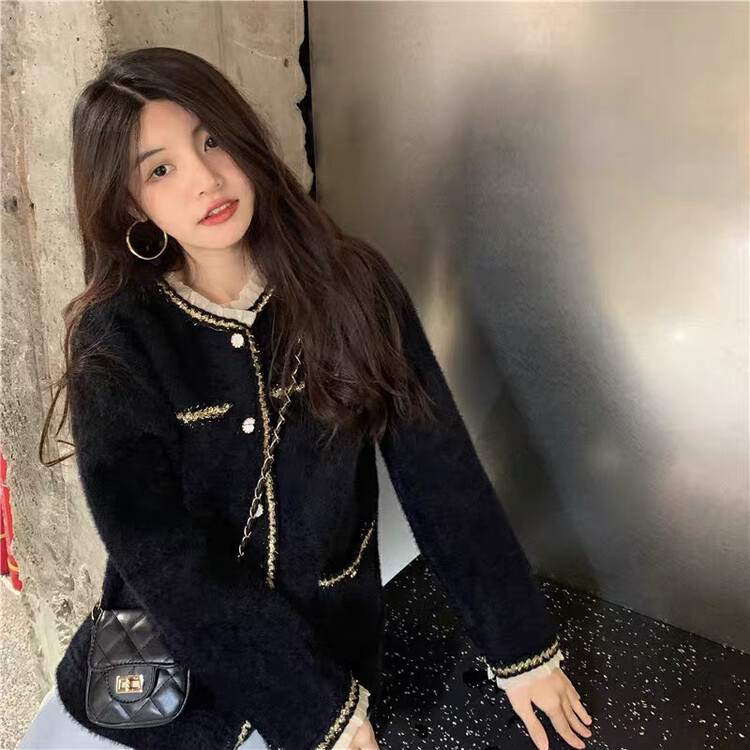 [Blue Show] Temperament Xiaoxiangfeng Lace Knit Cardigan 7801# LSW