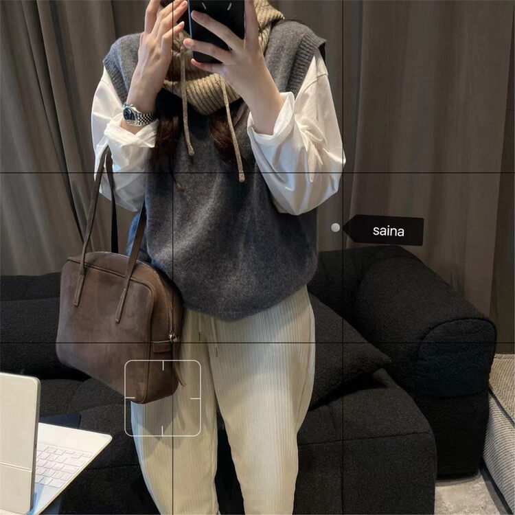 Original price 108.99! New for autumn! [SAINA FASHION] Full wool V-neck all-match solid color sleeveless vest 22079A# CLS