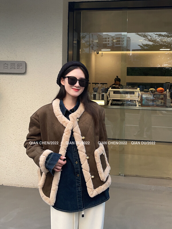 [MISS ZI] Winter thickened fur one-piece wool coat with good texture and casual all-match 42JA127