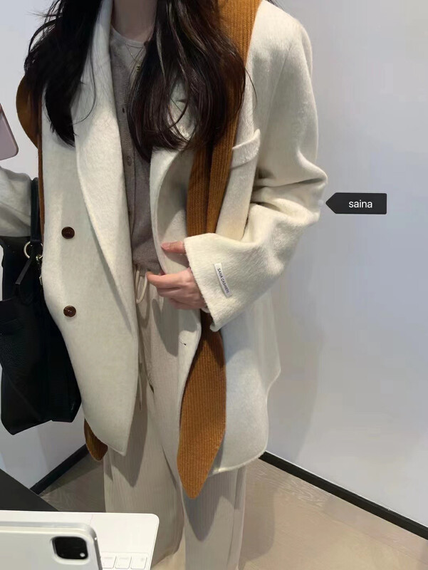 New in winter! [SAINA FASHION] Korean style double breasted coat (without shawl, 100% wool) 8011# CLS