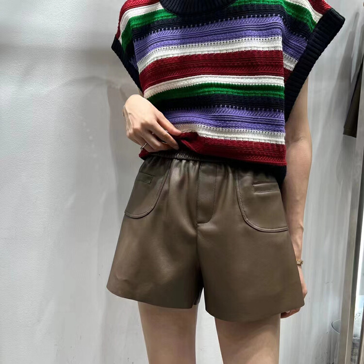 New in autumn!  【QUEEN QUEEN】High waist slim leather casual shorts A69312# OZQ