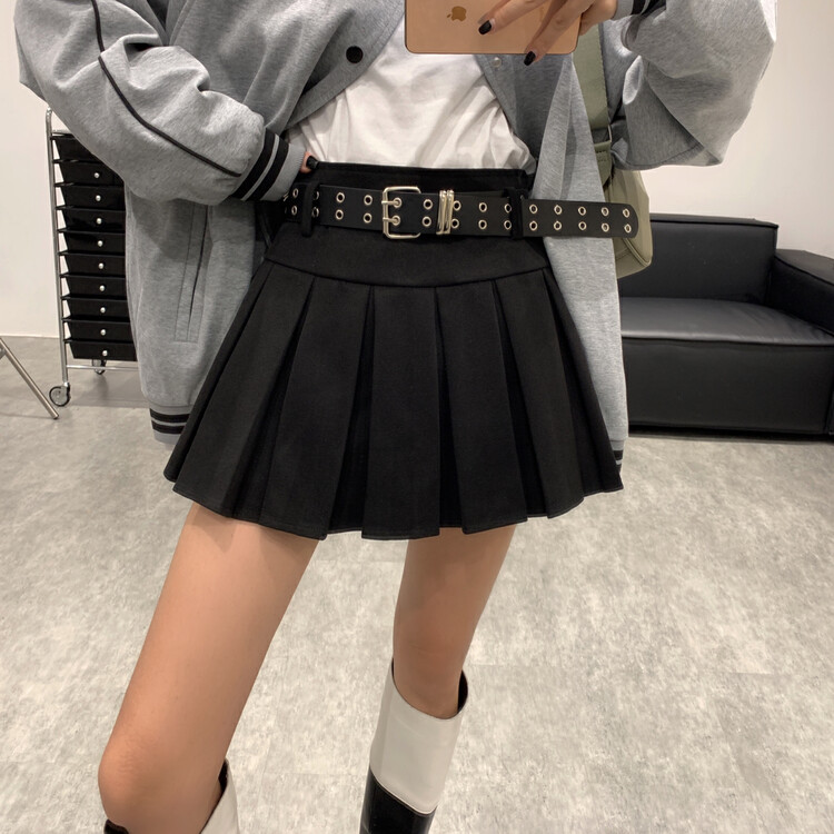 New for winter!  【VANESSA】Heavy industry eyelet belt pleated skirt (with belt) 6893# OZQ