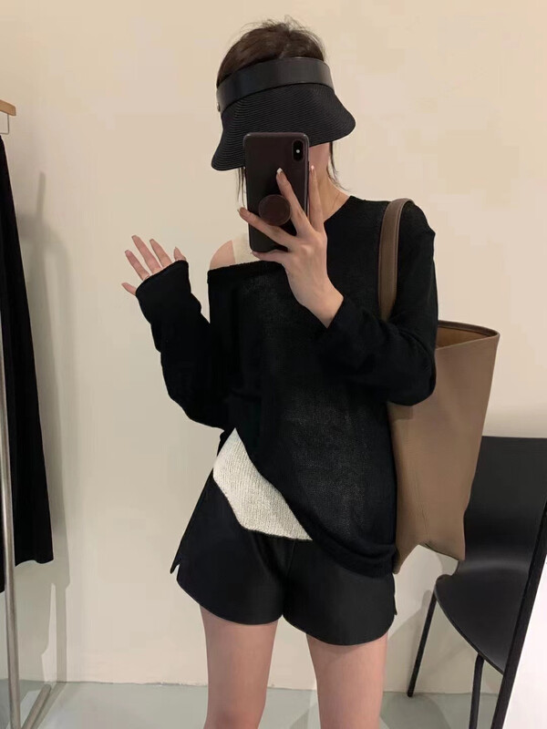 New for Autumn! [MINI] Loose Knit Sweater + Versatile Vest Two-piece Suit 10005-1# PCZ