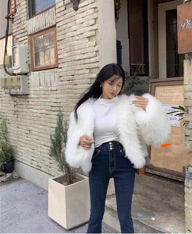 【MINI NI】Wool Faux Wool Curly Short Short Jacket (Without Necklace) 9398# PCZ